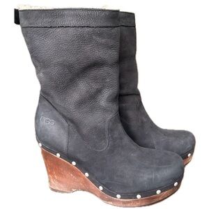 UGG Black and Brown Wedge Boots for Women